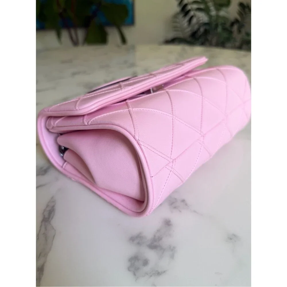 NWT Tory Burch Small Fleming Soft Convertible Shoulder Bag Pink Plie / Silver